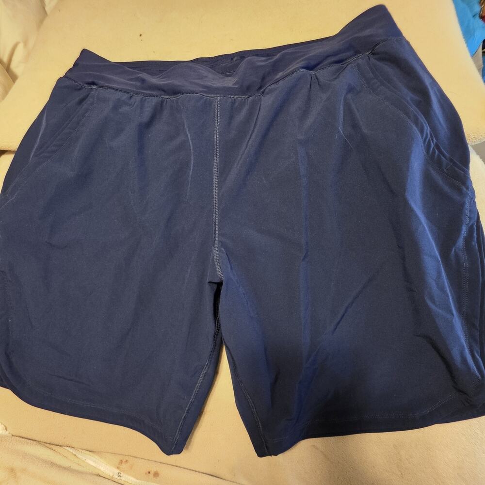 Lands' End Women's Navy Athletic Shorts 16 Stretch Elastic Waist